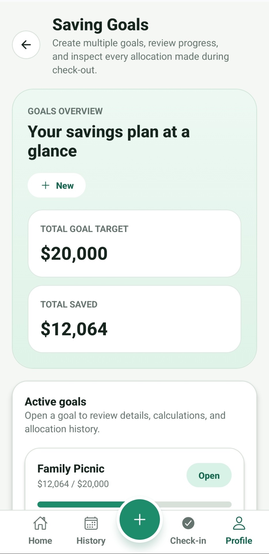 Kynd Savings — Saving Goals
